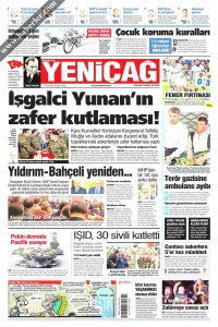 Yeni Çağ Gazetesi 1. Sayfası 27.12.2016