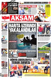 Akşam Gazetesi 1. Sayfası 08.07.2017