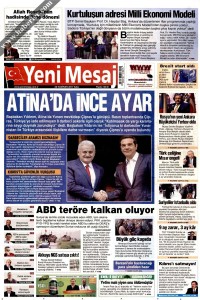 Yeni Mesaj Gazetesi 1. Sayfası 20.06.2017