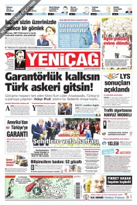 Yeni Çağ Gazetesi 1. Sayfası 12.07.2017